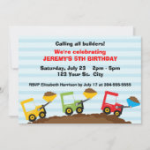 Invitation Anniversaire de chantier de construction d'enfants (Devant)