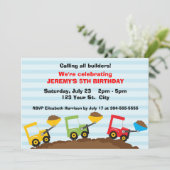 Invitation Anniversaire de chantier de construction d'enfants (Debout devant)