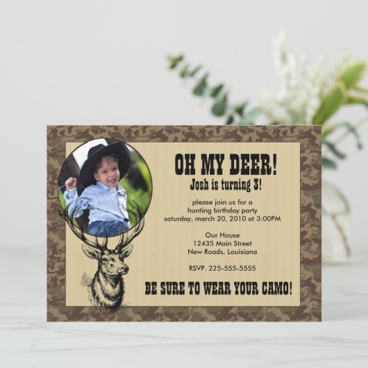 Invitation Anniversaire de chasse (Debout devant)