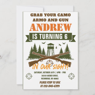 Invitation Anniversaire de chasse personnalisé pour cerf