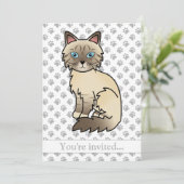 Invitation Anniversaire de chat Chocolat Point Tabby Birman/R (Debout devant)