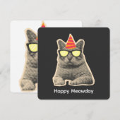 Invitation Anniversaire de chat drôle (Devant / Derrière)