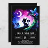 Invitation Anniversaire de chat moderne majestueux  (Devant / Derrière)