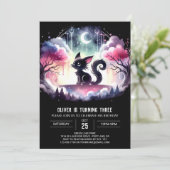 Invitation Anniversaire de chat simple enchanté (Debout devant)