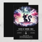 Invitation Anniversaire de chat simple enchanté (Devant / Derrière)