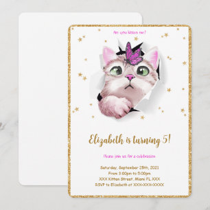Invitation anniversaire de chaton modifiable
