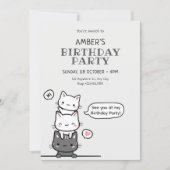 Invitation Anniversaire de chats mignons (Devant)