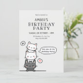 Invitation Anniversaire de chats mignons (Debout devant)