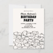 Invitation Anniversaire de chats mignons (Devant)