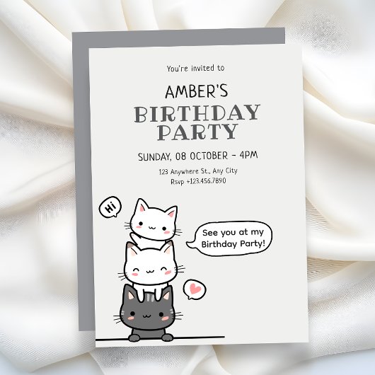 Invitation Anniversaire de chats mignons