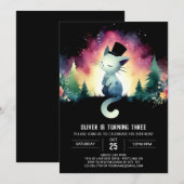 Invitation Anniversaire de chats mignons enchantés (Devant / Derrière)