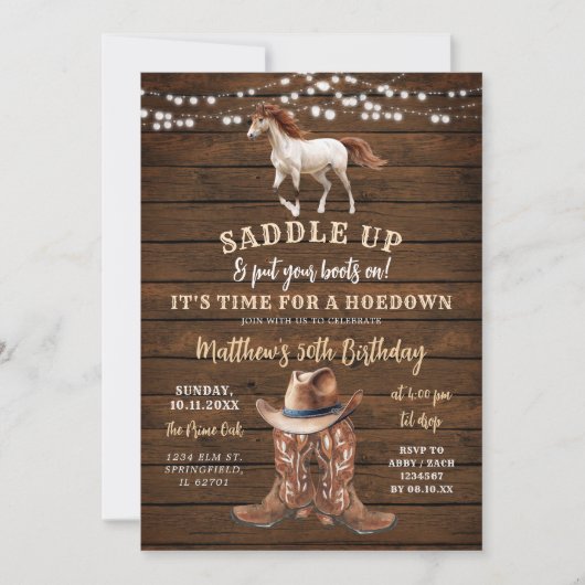 Invitation Anniversaire de Cheval de Cowboy Occidental (Devant)