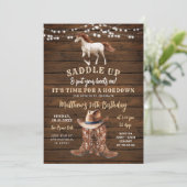 Invitation Anniversaire de Cheval de Cowboy Occidental (Debout devant)