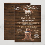 Invitation Anniversaire de Cheval de Cowboy Occidental (Devant / Derrière)