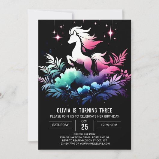 Invitation Anniversaire de Cheval de Forêt (Devant)