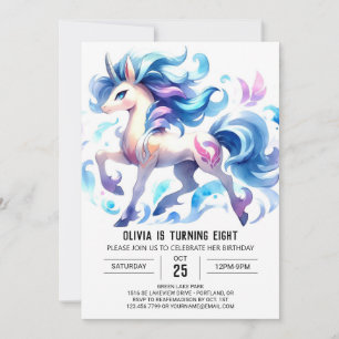 Invitation Anniversaire de Cheval numérique à l'aquarelle