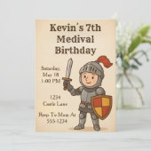 Invitation Anniversaire de Chevalier Médiéval (Debout devant)