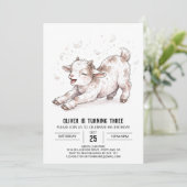 Invitation Anniversaire de Chèvre Bébé Crème (Debout devant)