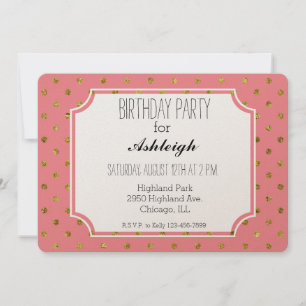 Invitation Anniversaire de Chic Gold Glam et de Pink Pois