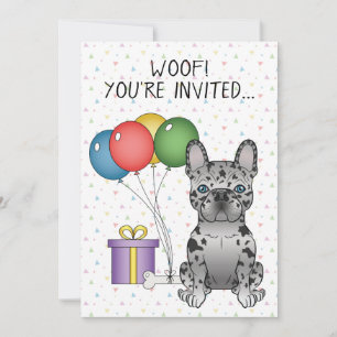 Invitation Anniversaire de chien de dessin animé Bouledogue F