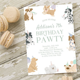 Invitation Anniversaire de chien pastel arc-en-ciel enfants f
