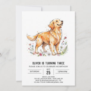 Invitation Anniversaire de chiot Golden Retriever