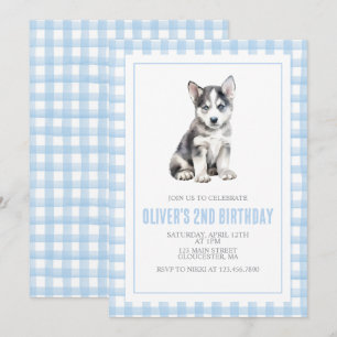 Invitation Anniversaire de chiot prépa carreaux