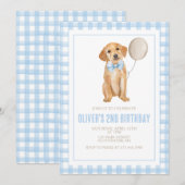 Invitation Anniversaire de chiot préparé à carreaux (Devant / Derrière)