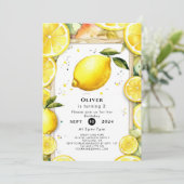 Invitation Anniversaire de citron mignon enchanté (Debout devant)