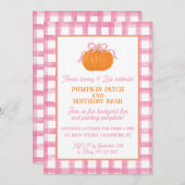 Invitation Anniversaire de Citrouille rose (Devant / Derrière)