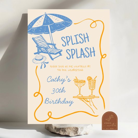 Invitation Anniversaire de Cocktail Estival Quirky Splish Spl