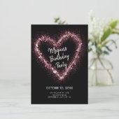 Invitation Anniversaire de coeur rose parties scintillant (Debout devant)