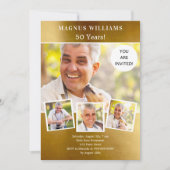 Invitation Anniversaire de collage de photos d'or (Devant)