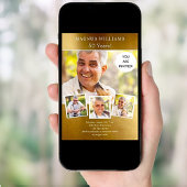 Invitation Anniversaire de collage de photos d'or