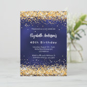 Invitation anniversaire de confetti bleu marine (Debout devant)
