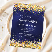 Invitation anniversaire de confetti bleu marine