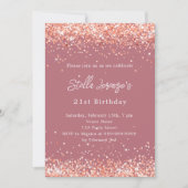 Invitation anniversaire de confetti en or rose (Devant)