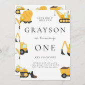 Invitation Anniversaire De Construction Pour Enfan (Devant / Derrière)