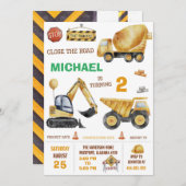 Invitation Anniversaire De Construction Pour Garço (Devant / Derrière)