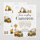Invitation Anniversaire de construction Tout Déverser (Devant / Derrière)
