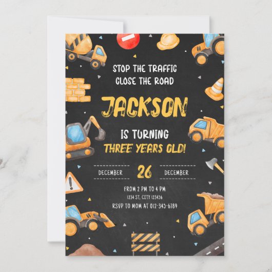 Invitation Anniversaire de construction Truck Part (Devant)