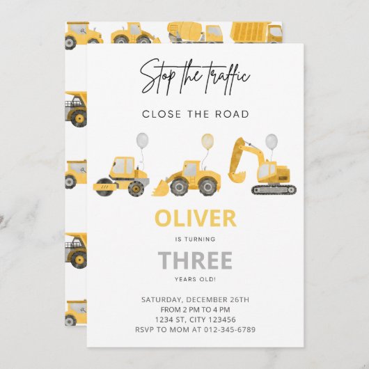 Invitation Anniversaire de construction Truck Part (Devant / Derrière)