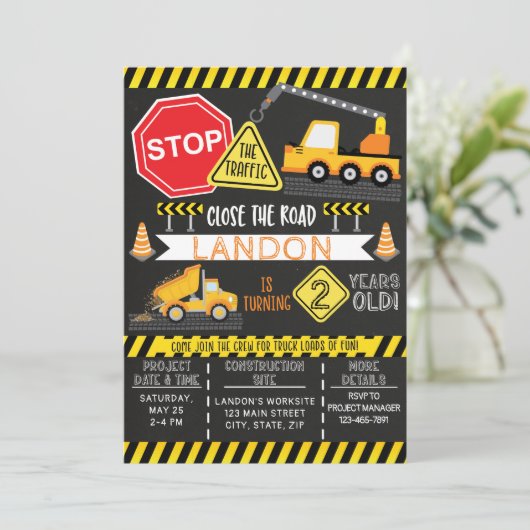Invitation Anniversaire de construction Truck Part (Debout devant)