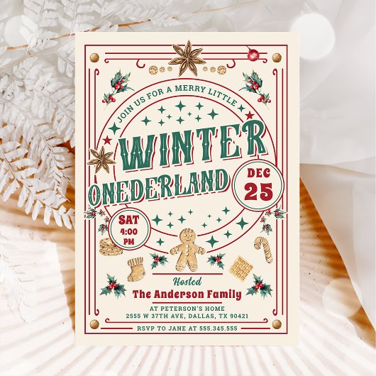 Invitation Anniversaire de Cookie Noël Hiver ONEderland