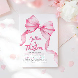 Invitation Anniversaire de Coquette Pink Bow