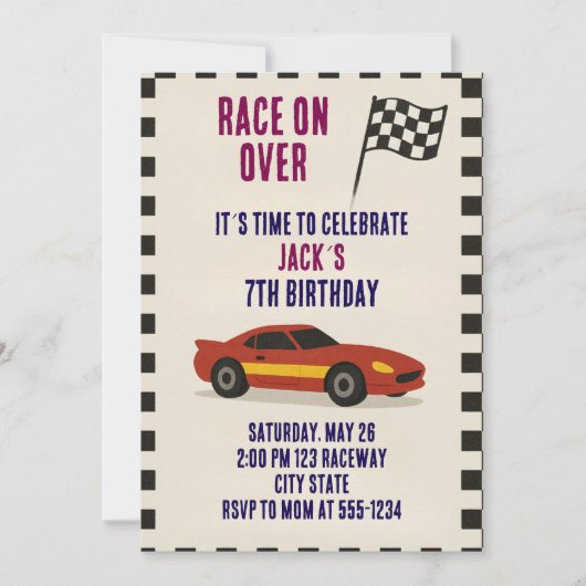 Invitation Anniversaire de course  (Devant)