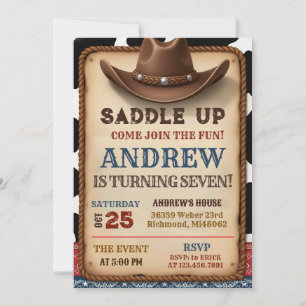 Invitation Anniversaire de Cowboy Country Wild West Personnel