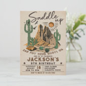 Invitation Anniversaire de Cowboy Western Rodeo Saddle Up Vin (Debout devant)