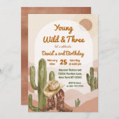 Invitation Anniversaire de Cowboy Young Wild et Three Desert (Devant / Derrière)