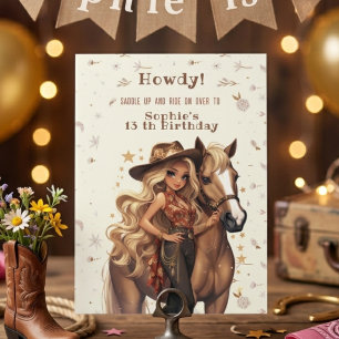 Invitation Anniversaire de cowgirl de Far West